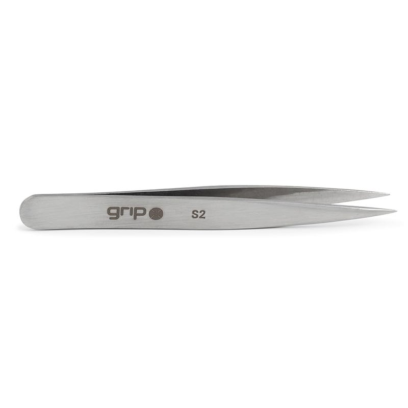 Grip Tweezer Pointed Tip Stainless Steel S2 â€“ Precision Tweezers for Ingrown Hair & Fine Hair Removal â€“ Sharp Stainless Steel Tip for Detail Work & Targeted Grooming
